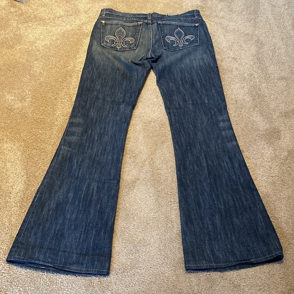 Rock & Republic ROTH Fleur De Lis Bootcut Jeans Blue Pink Sz 30 TALL 32.5" - Picture 3 of 13